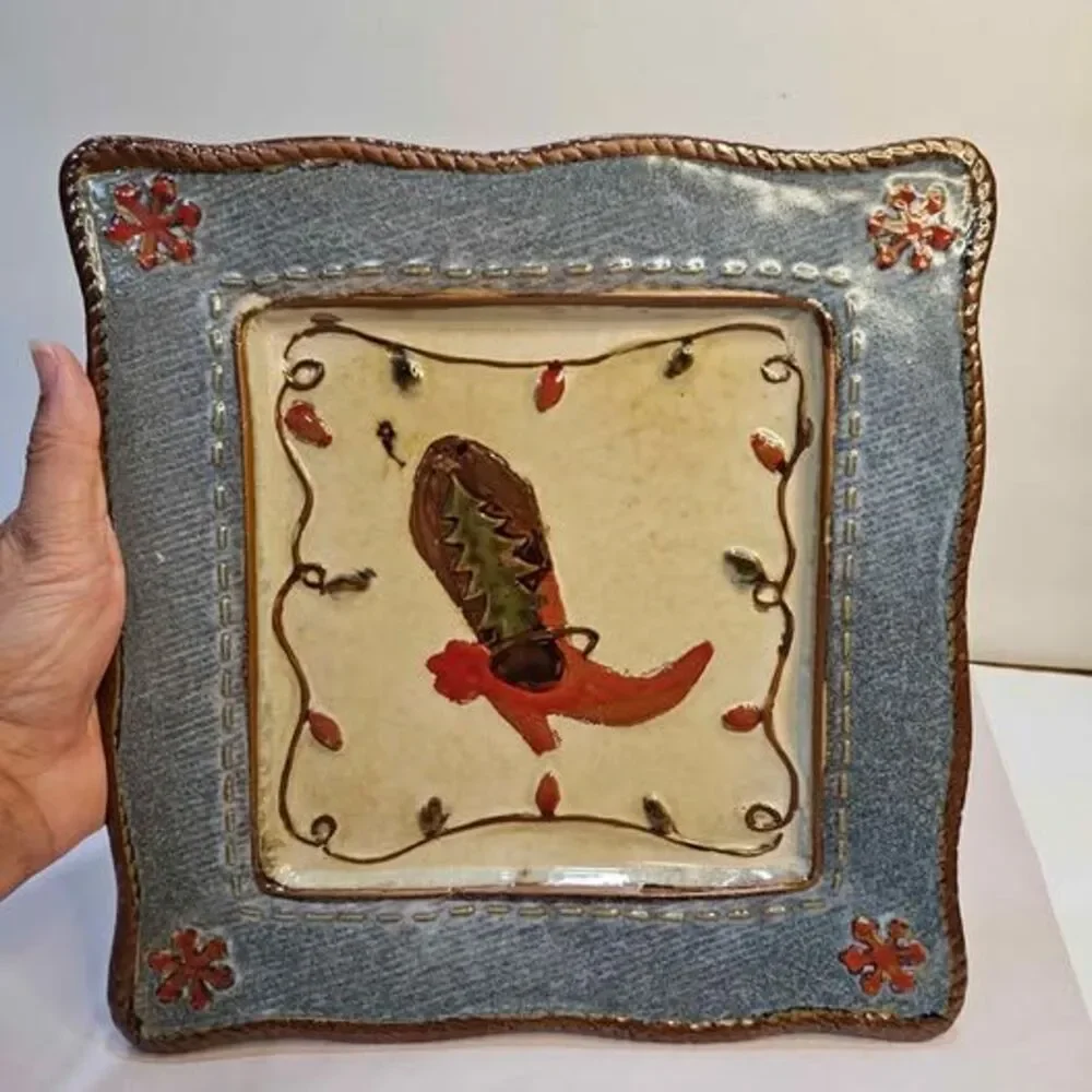 St. Nicholas Square Canyon Ranch Christmas Cowboy Boot Plate
